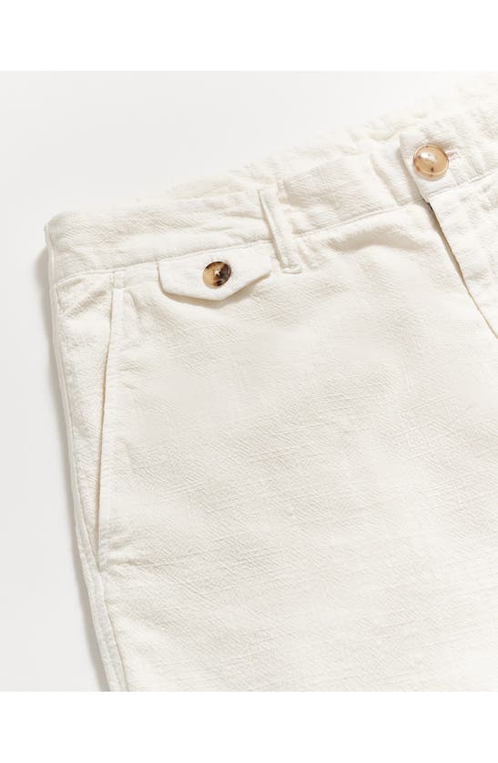 Shop Billy Reid Flat Front Textured Cotton Shorts In Tinted White