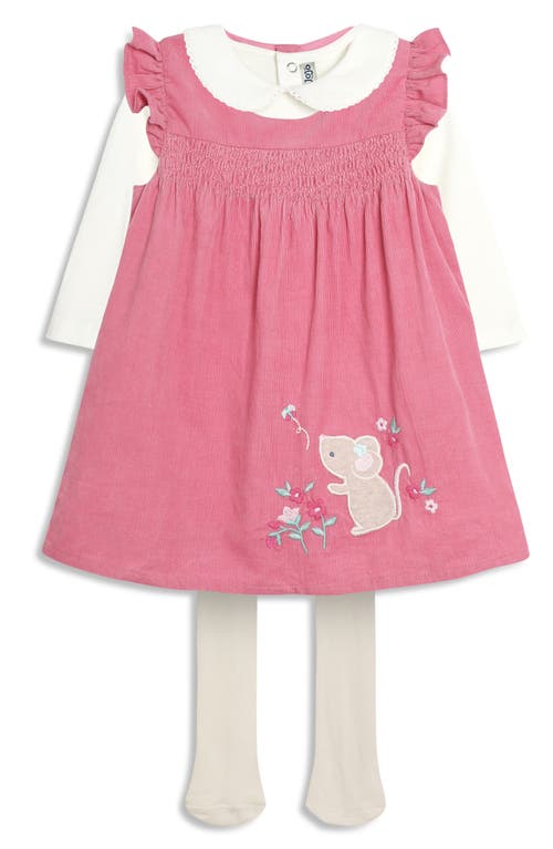 Shop Jojo Maman Bébé Jojo Maman Bebe Mouse Appliqué Cotton Corduroy Dress & Bodysuit Set In Pink