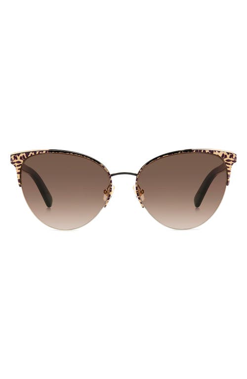 Kate Spade New York Izara 57mm Gradient Cat Eye Sunglasses In Pattern Black/brown Gradient