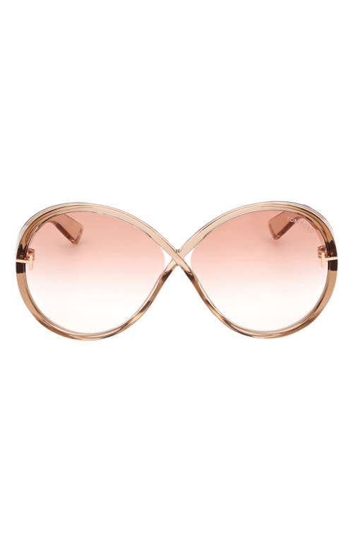 Shop Tom Ford Edie 64mm Oversize Round Sunglasses In Shiny Champagne/bordeaux