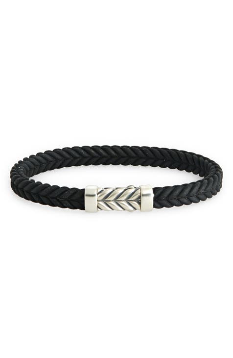 Men's Chevron Rubber & Sterling Silver Bracelet