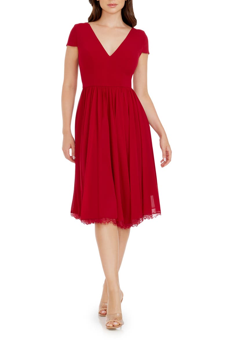 Dress The Population Corey Chiffon Fit And Flare Cocktail Dress Nordstrom 7545