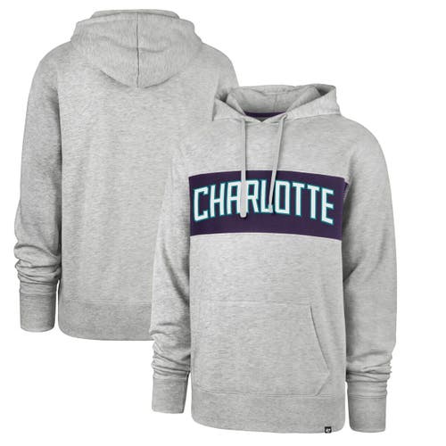 Men's '47 Gray Charlotte Hornets 2021/22 City Edition Wordmark Chest Pass Pullover Hoodie