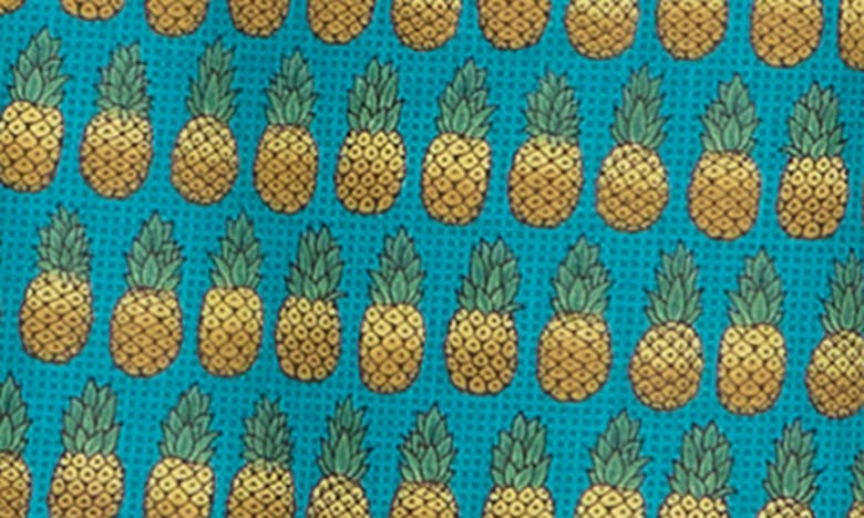 Shop Tori Richard Hala Kahiki Pineapple Print Cotton Short Sleeve Button-up Shirt In Sapphire