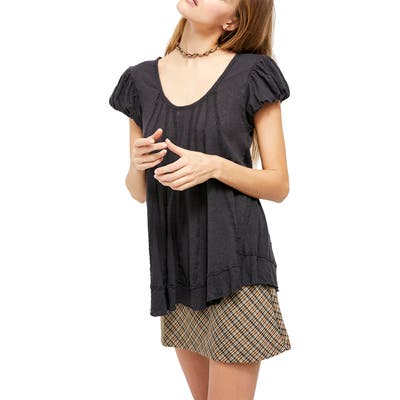 Free People New Star Distressed Stripe Top, Black