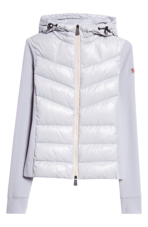 Moncler Grenoble Quilted Nylon & Stretch Fleece Hooded Cardigan In Grey