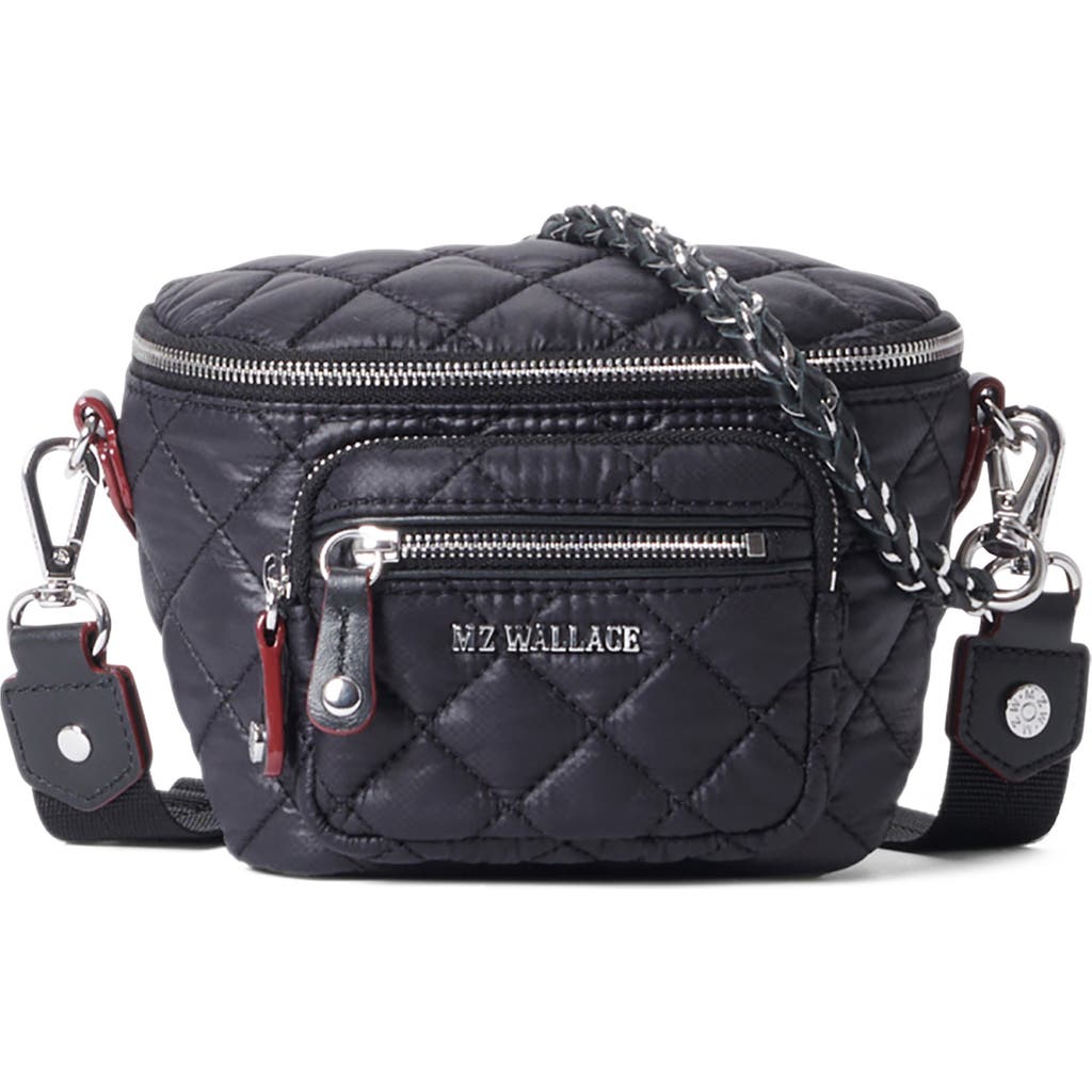 Mz Wallace Micro Crosby Diamond Quilted Nylon Sling Bag In Black