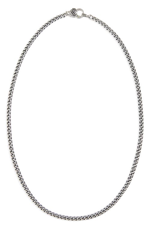 Men's Ruby Rosette 4A Curb Chain Necklace in Sterling Sliver
