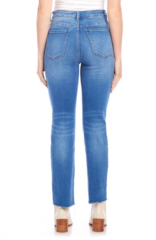 Shop Karen Kane Raw Hem Straight Leg Jeans In Denim