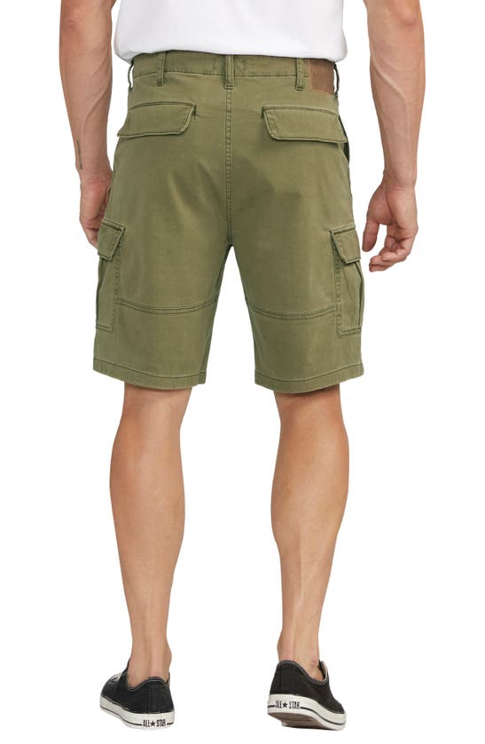 Shop Silver Jeans Co. Stretch Cotton Twill Cargo Shorts In Olive