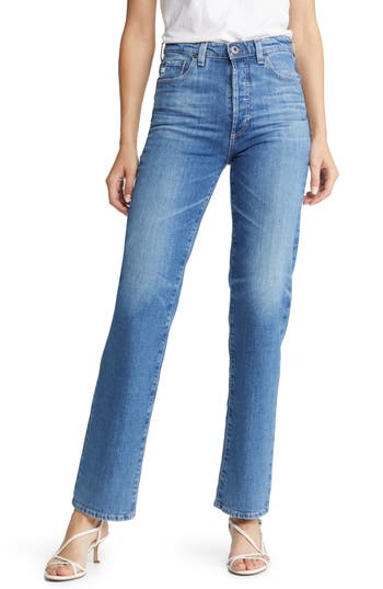 Shop Ag Alexxis High Waist Straight Leg Jeans In Vp Paramount