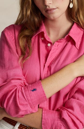 Polo Ralph Lauren Linen Button-Down Shirt Desert Pink