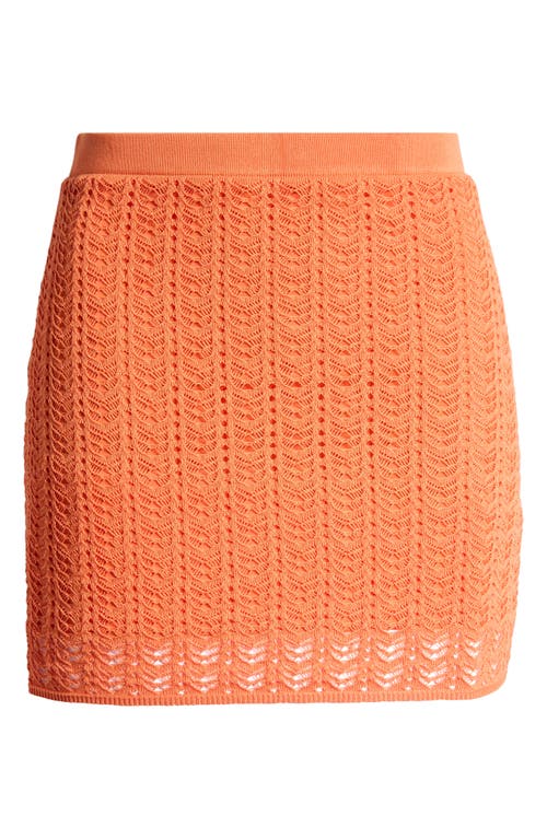 Shop Mistress Rocks Pointelle Knit Miniskirt In Tangerine