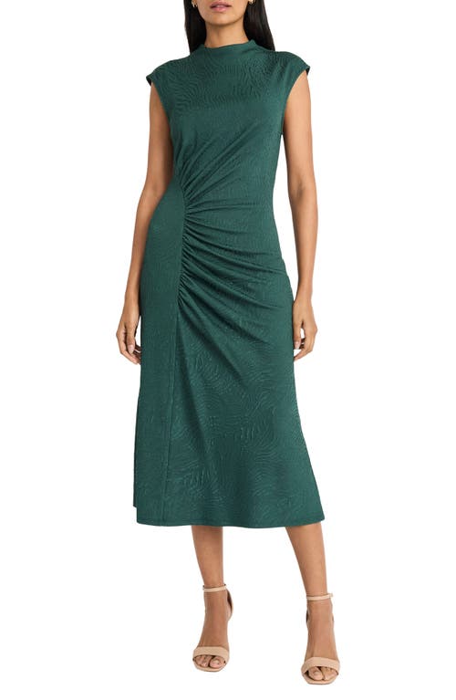 Maggy London Mock Neck Jacquard Midi Dress in Bistro Green 