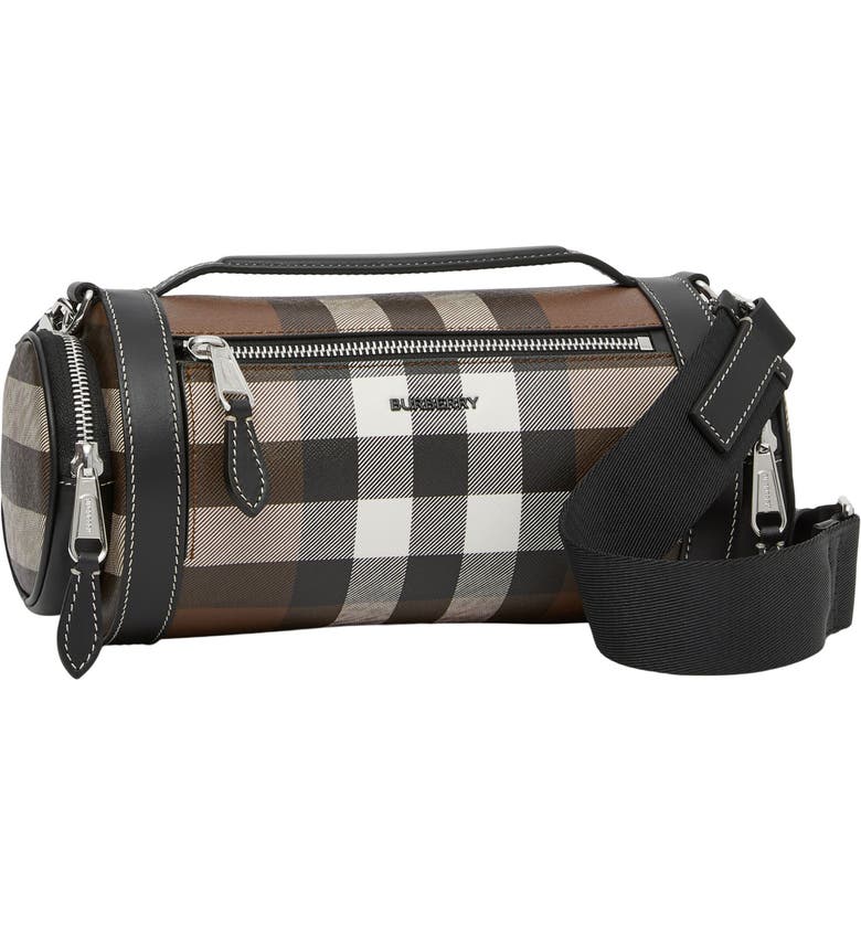 Burberry Sound Exaggerated Check Canvas & Leather Bag | Nordstrom