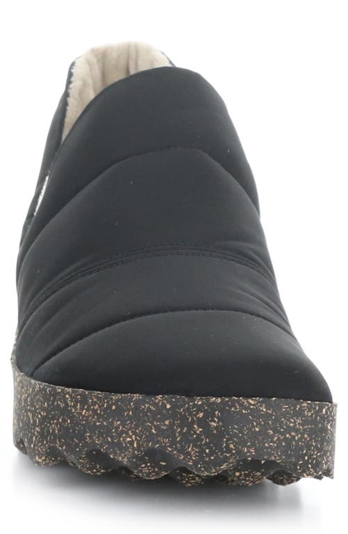 Fly London Crus Faux Fur Lined Slip-on Sneaker In Black Nylon