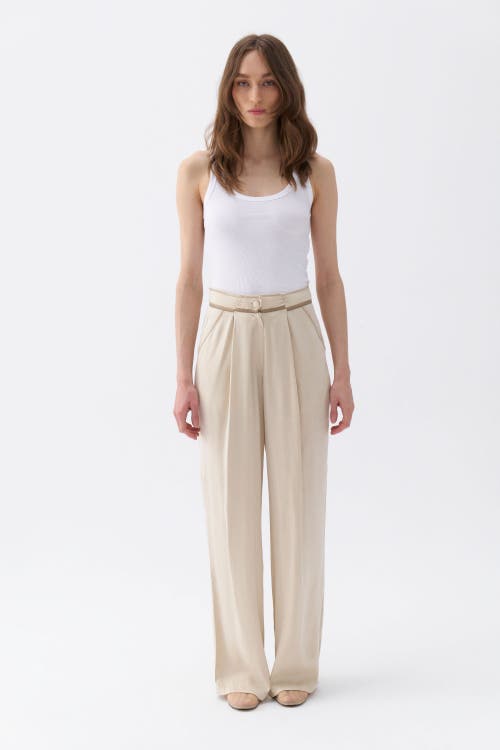 Shop Nocturne Pleated Palazzo Pants In Ivory