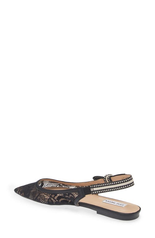 Shop Steve Madden Olsen Slingback Pointed Toe Flat In Black Lace