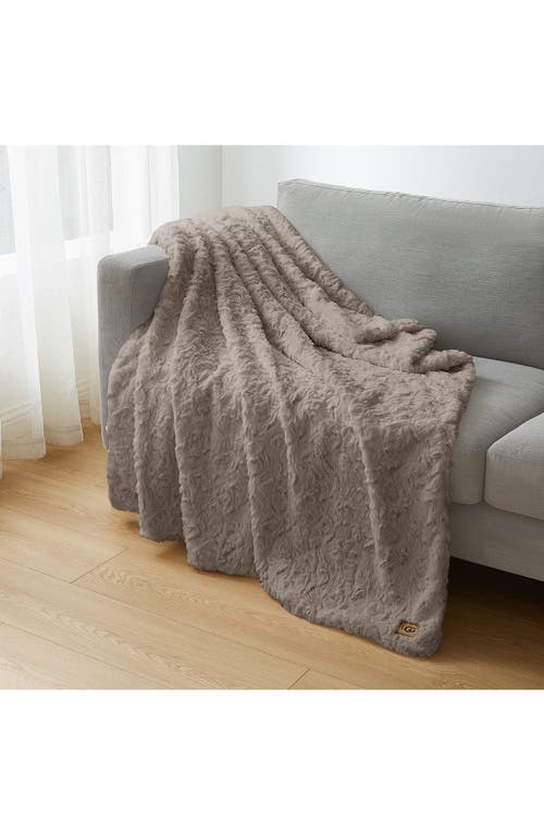 Ugg(r) Adalee Faux Fur Throw Blanket In Oyster
