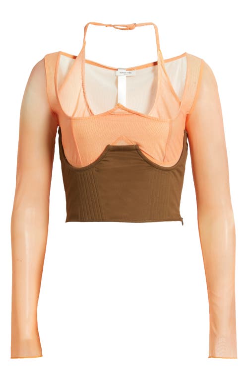 MISTRESS ROCKS MISTRESS ROCKS MESH TOP & LACE-UP CORSET SET 