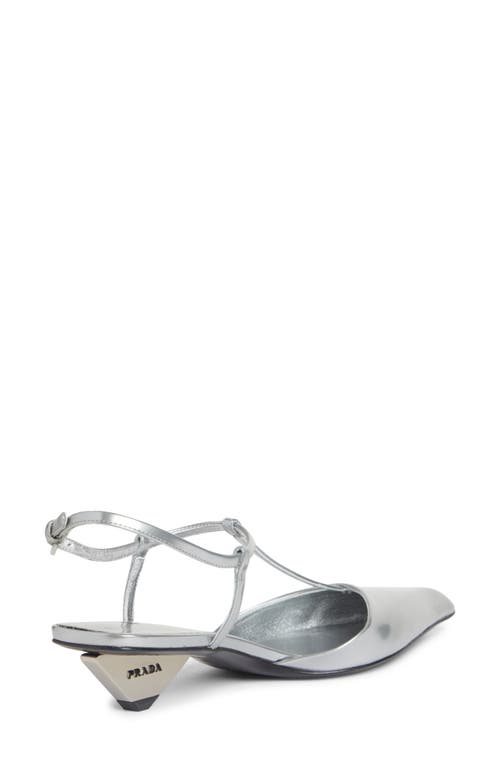 Shop Prada Modellerie Pointed Toe Kitten Heel Pump In Argento