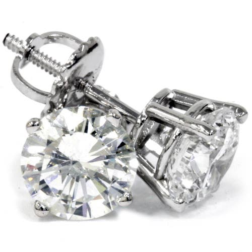 Bliss Diamond Platinum 2 Ct T.w. Certified Lab Grown Diamond Studs Screw Backs In Platinum