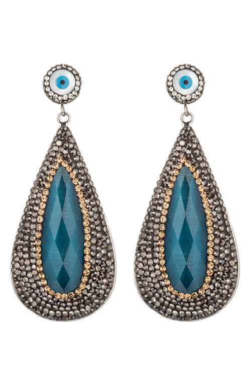 Eye Candy Los Angeles Cz Evil Eye Drop Earrings In Silver