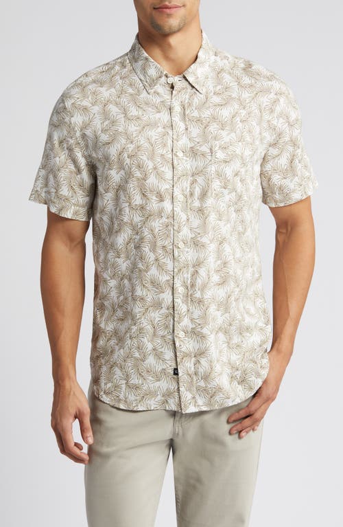 Rails Carson Palm Print Short Sleeve Linen Blend Button-Up Shirt Americano White at Nordstrom,