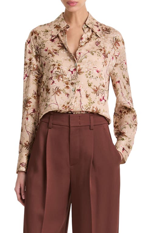 Shop Vince Orchid Vine Silk Button-up Shirt In Pale Camel