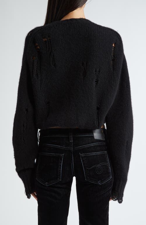 Shop R13 Distressed Crossover Cashmere Cardigan In Black