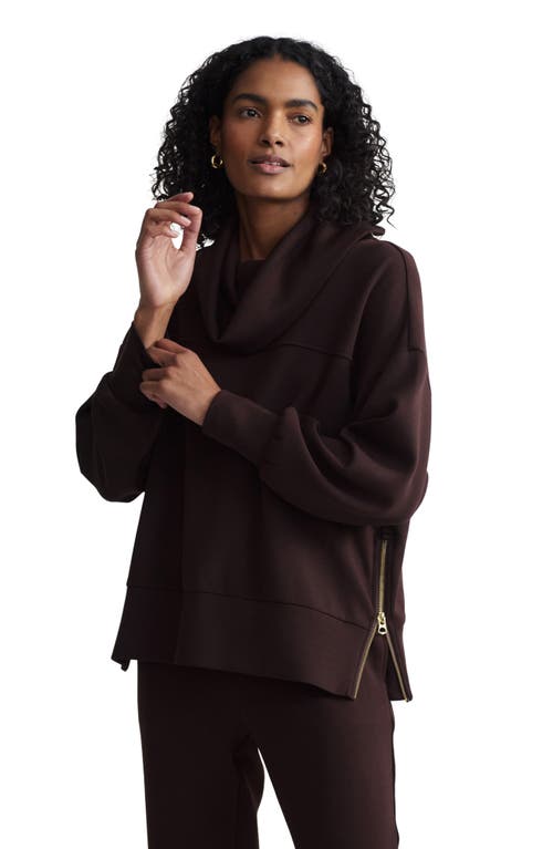 Shop Varley Priya Longline Cowl Neck Sweatshirt In Coffee Bean