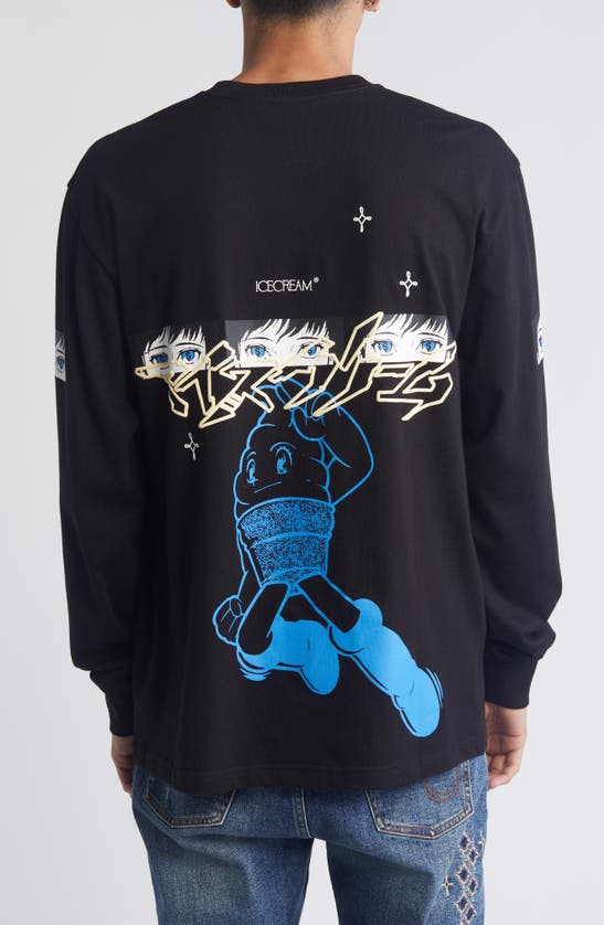 Shop Icecream These Eyes Long Sleeve Cotton Graphic T-shirt In Black