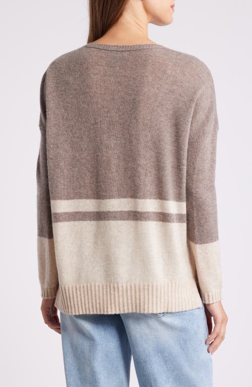 Shop Griffen Colorblock Wool & Cashmere Crewneck Sweater In Mink/oat