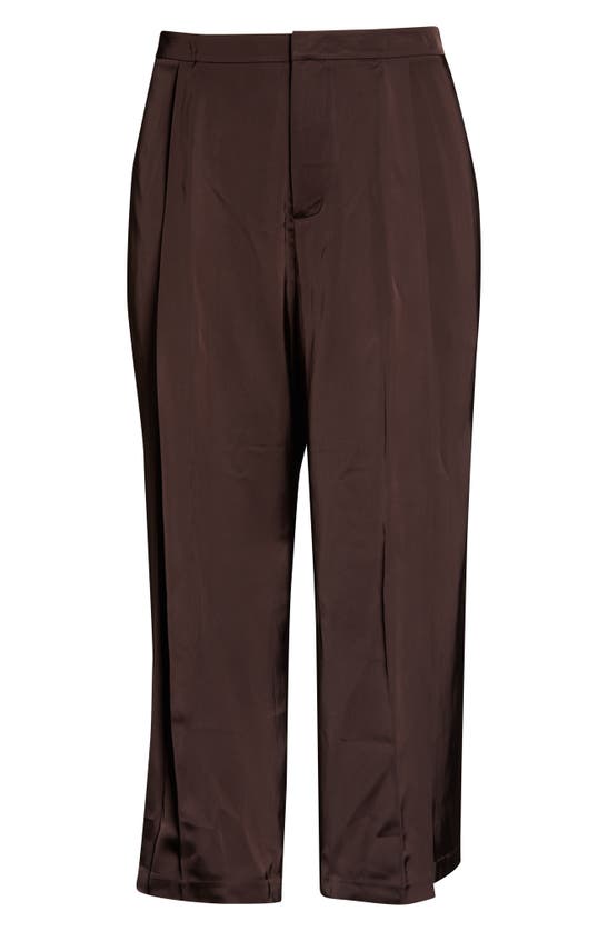 Vince Satin Pleated-front Wide-leg Crop Pants In Blk Truffle