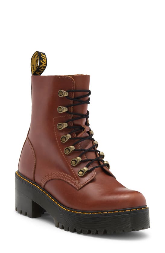 Shop Dr. Martens' Dr. Martens Leona Combat Boot In Saddle Tan Farrier