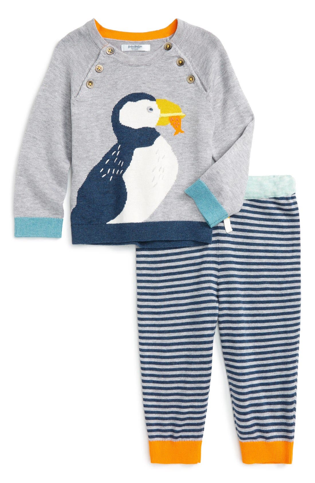 Mini Boden Knit Cotton Sweater & Pants Set (Baby Boys & Toddler Boys