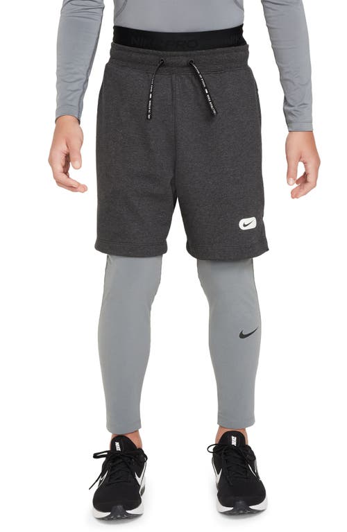 Nike Big Boys Pro Dri-fit Stretch Performance Leggings In Smoke Grey/smoke Grey/black