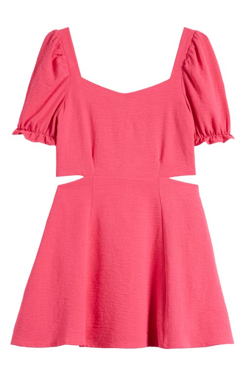 Miss Behave Kids' Puff Sleeve Cutout Skater Dress in Pink at Nordstrom, Size 8