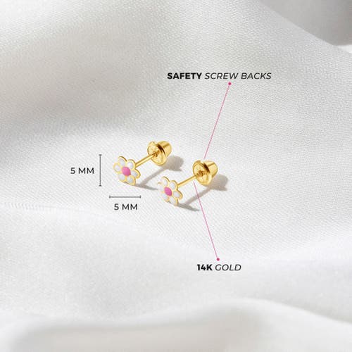 In Season Jewelry 14k Enamel Daisy Earrings In White