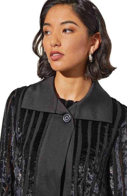 Shop Ming Wang Metallic Stripe High-low Jacket In Black/silver