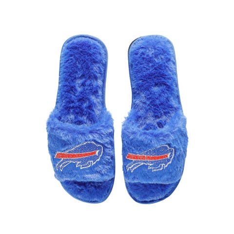 Blue furry online slippers