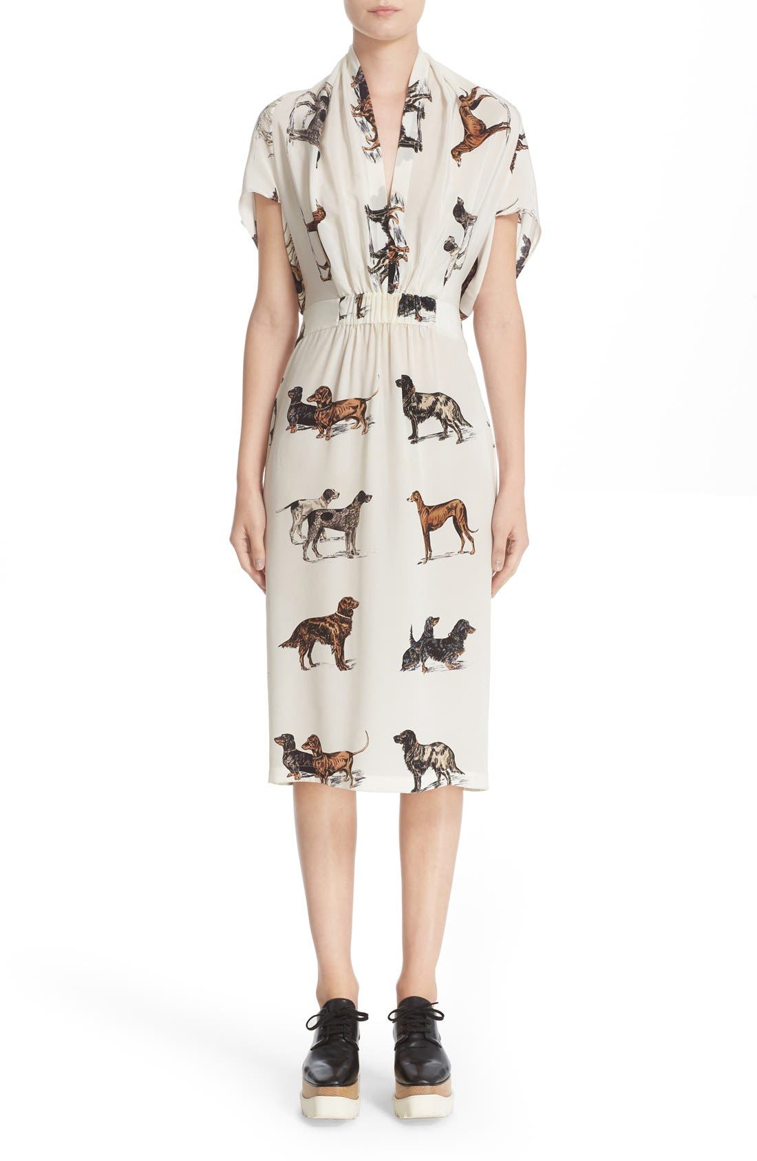 Stella McCartney Dog Print Silk Dress Nordstrom