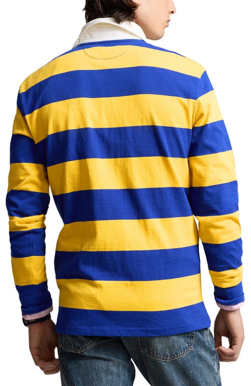 Shop Polo Ralph Lauren Stripe Cotton Rugby Shirt In Arctic Yellow/classic Azure