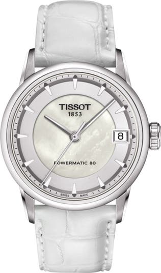 Tissot Women s Luxury Powermatic 80 Croc Embossed Leather Strap