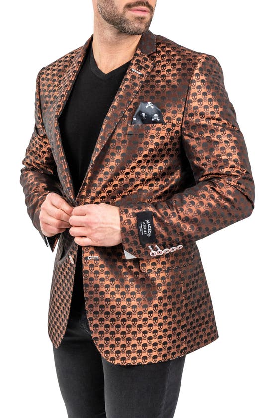 Maceoo Skull Repeat Sport Coat In Orange