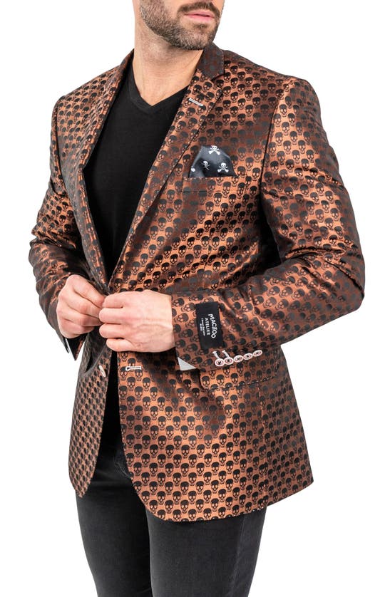 Shop Maceoo Skull Repeat Sport Coat In Orange