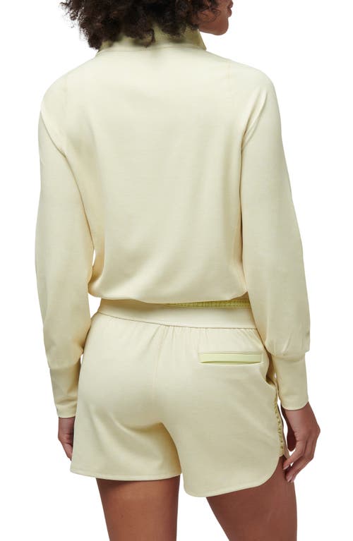 Shop Travismathew Tulum Weekend Moveknit Quarter Zip In Heather Pale Lime Yellow