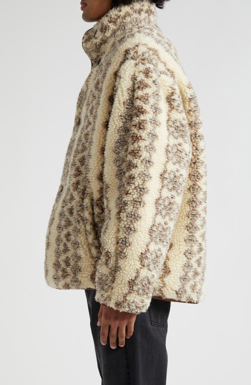 Shop Isabel Marant Madeo Oversize Fleece Jacket In Ecru/brown