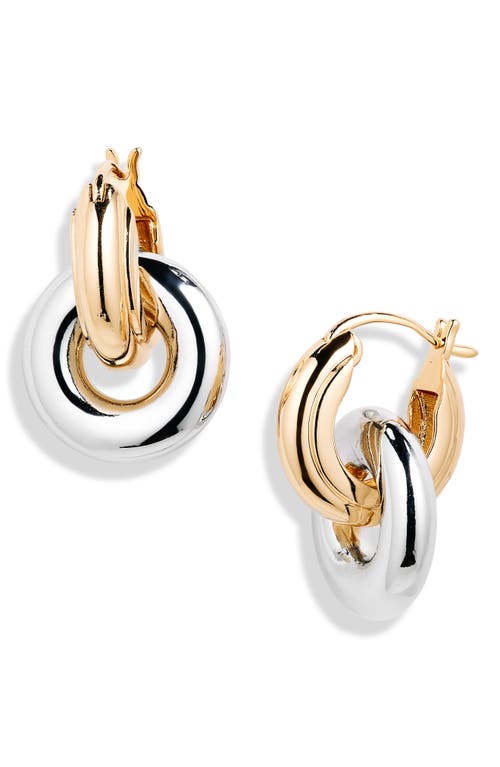 Shop Luv Aj Two-tone Interlocking Drop Huggie Hoop Earrings In Gold