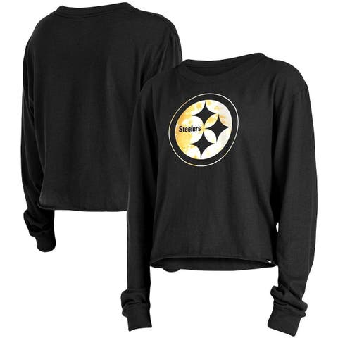 New Era Steelers Pittsburgh Women's Burn Out 3/4 Sleeve T-Shirt - L